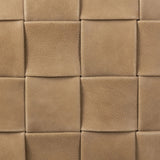 Featuring Flores Palermo Drift Ottoman by Four Hands at Amethyst Home. Soft, specialized top-grain leather is hand-woven, crafting a look of a treasured vintage find. Use as bonus seating or style with a tray for an extra surface.Overall Dimensions: 19.50"w x 19.50"d x 17.00"hWeight : 31.31 lbsMaterials: Top Grain Leather, Solid Oak, 100% Polyester. Amethyst Home provides interior design, new home construction design consulting, vintage area rugs, and lighting in the Charlotte metro area.