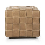 Featuring Flores Palermo Drift Ottoman by Four Hands at Amethyst Home. Soft, specialized top-grain leather is hand-woven, crafting a look of a treasured vintage find. Use as bonus seating or style with a tray for an extra surface.Overall Dimensions: 19.50"w x 19.50"d x 17.00"hWeight : 31.31 lbsMaterials: Top Grain Leather, Solid Oak, 100% Polyester. Amethyst Home provides interior design, new home construction design consulting, vintage area rugs, and lighting in the Newport Beach metro area.