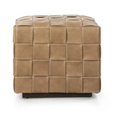 Featuring Flores Palermo Drift Ottoman by Four Hands at Amethyst Home. Soft, specialized top-grain leather is hand-woven, crafting a look of a treasured vintage find. Use as bonus seating or style with a tray for an extra surface.Overall Dimensions: 19.50"w x 19.50"d x 17.00"hWeight : 31.31 lbsMaterials: Top Grain Leather, Solid Oak, 100% Polyester. Amethyst Home provides interior design, new home construction design consulting, vintage area rugs, and lighting in the Newport Beach metro area.