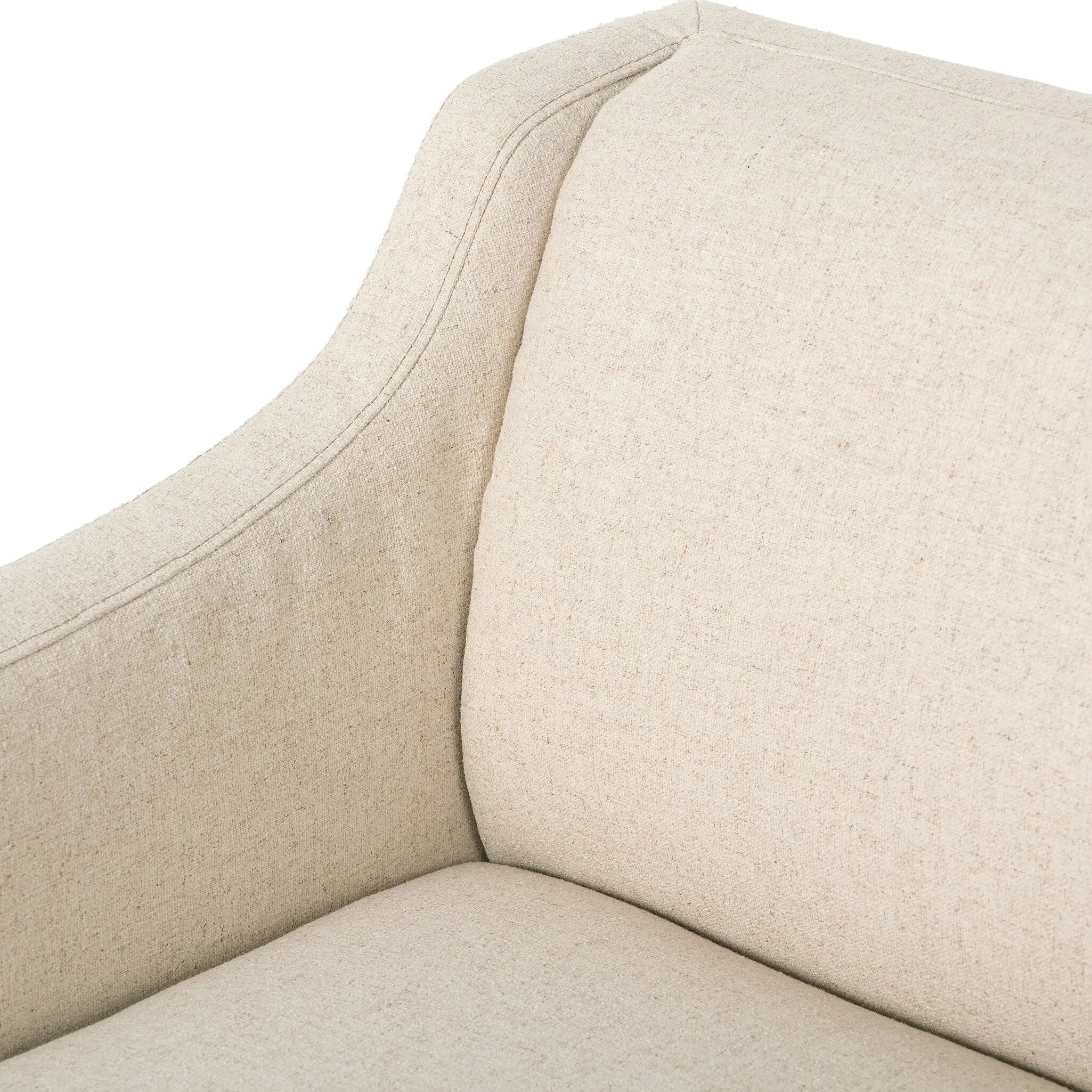 Streamlined proportions meet a reimagined traditional silhouette. Inset with a smooth swivel base, the chair features refined, sleek dimensions and a tiered, upholstered seat deck for a tailored look.As enthusiasts of organic modern design at Amethyst, we love the warm modern inspired Gianna Swivel Chair - Antwerp Natural. Amethyst Home provides interior design, new home construction design consulting, vintage area rugs, and lighting in the Austin metro area.