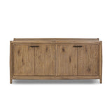 The traditional spindle structure brought to modern speed. Made from weathered oak, the sideboard brings generous storage space to dining and entertaining, working into a range of spaces and collections with ease. Simple cylindrical hardware is finished in an aged bronze Amethyst Home provides interior design, new home construction design consulting, vintage area rugs, and lighting in the Los Angeles metro area.