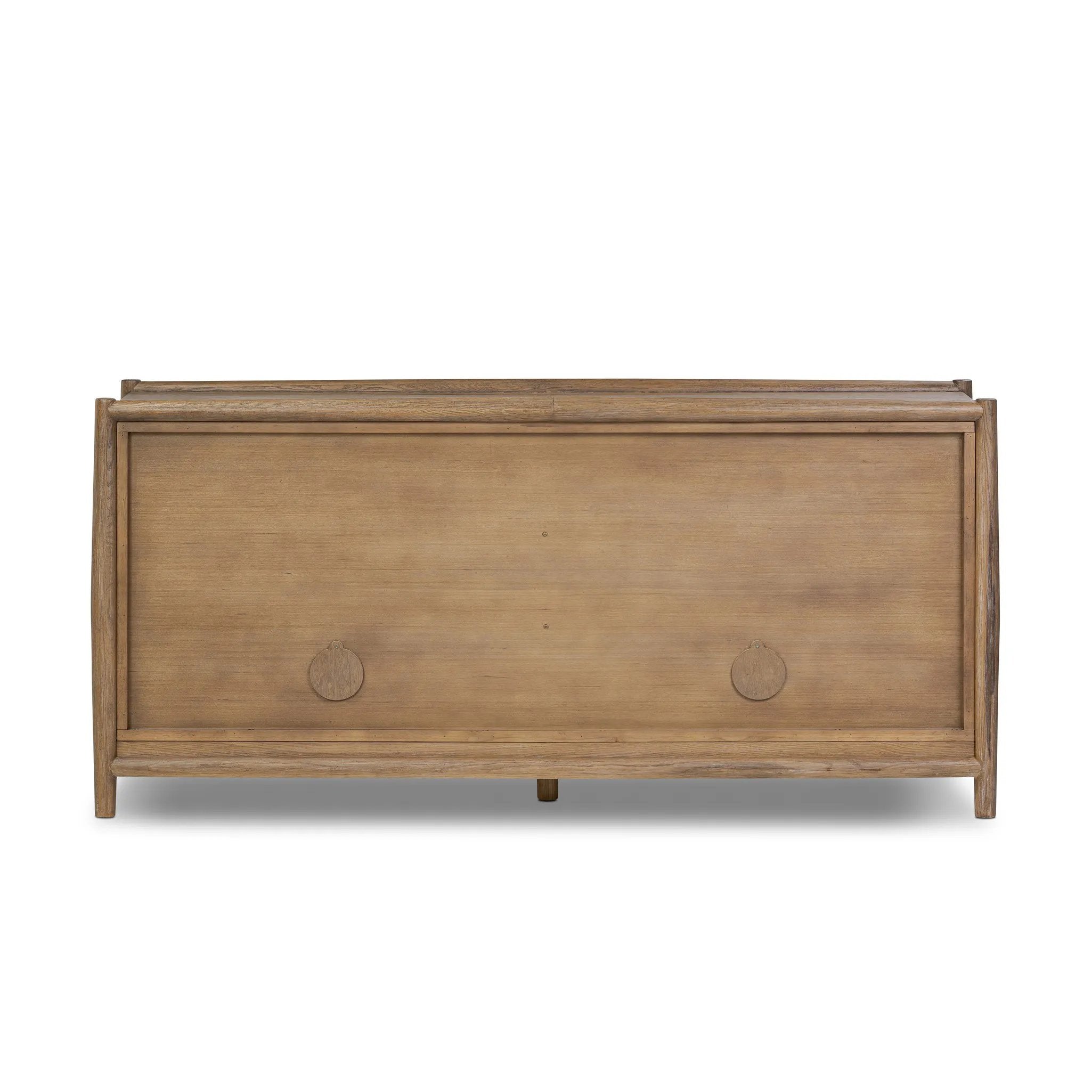 The traditional spindle structure brought to modern speed. Made from weathered oak, the sideboard brings generous storage space to dining and entertaining, working into a range of spaces and collections with ease. Simple cylindrical hardware is finished in an aged bronze Amethyst Home provides interior design, new home construction design consulting, vintage area rugs, and lighting in the Miami metro area.