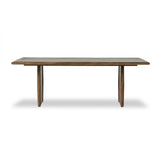 Made from weathered oak, simple lines and a light, rustic finish play up the natural beauty of this double pedestal dining table Amethyst Home provides interior design, new home construction design consulting, vintage area rugs, and lighting in the Alpharetta metro area.