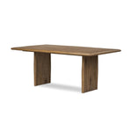 Made from weathered oak, simple lines and a light, rustic finish play up the natural beauty of this double pedestal dining table Amethyst Home provides interior design, new home construction design consulting, vintage area rugs, and lighting in the Houston metro area.