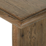 Made from weathered oak, simple lines and a light, rustic finish play up the natural beauty of this double pedestal dining table Amethyst Home provides interior design, new home construction design consulting, vintage area rugs, and lighting in the Kansas City metro area.