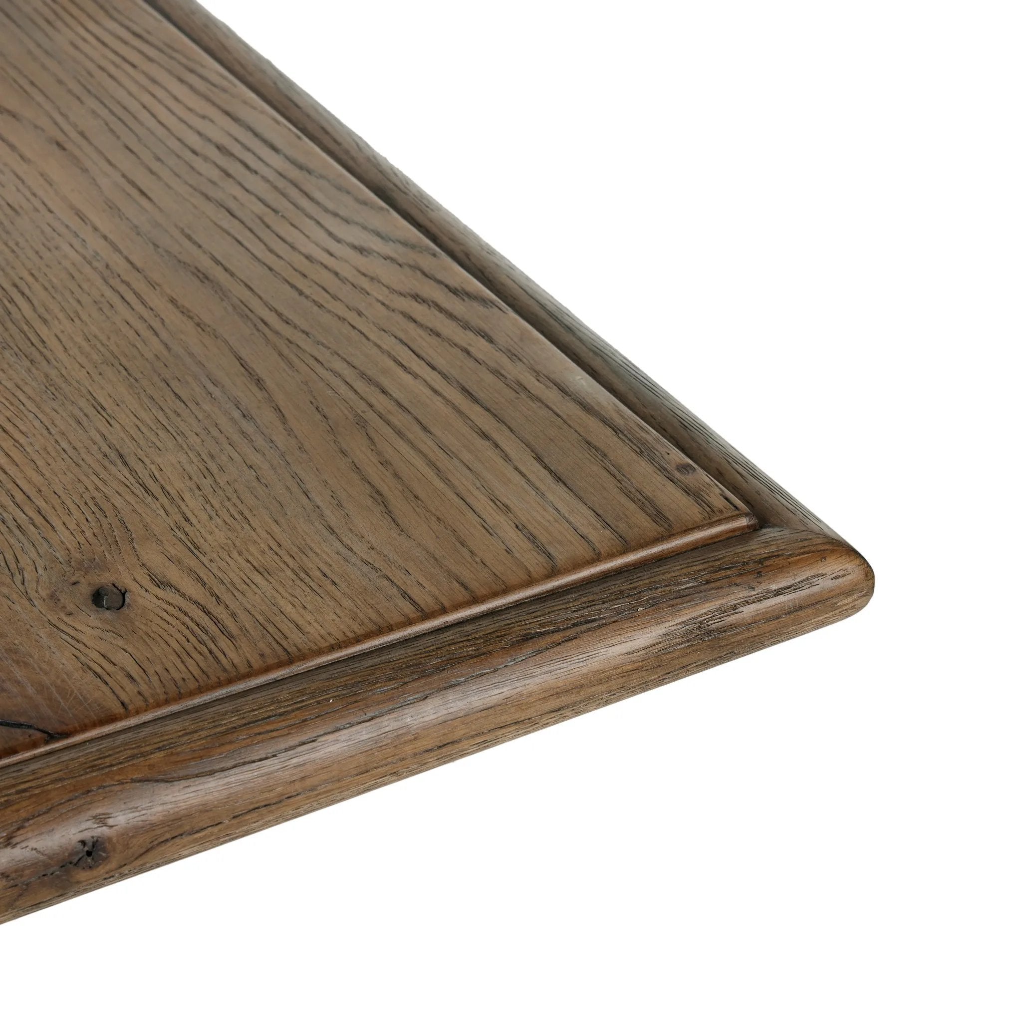 Made from weathered oak, simple lines and a light, rustic finish play up the natural beauty of this double pedestal dining table Amethyst Home provides interior design, new home construction design consulting, vintage area rugs, and lighting in the Laguna Beach metro area.