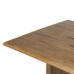 Made from weathered oak, simple lines and a light, rustic finish play up the natural beauty of this double pedestal dining table Amethyst Home provides interior design, new home construction design consulting, vintage area rugs, and lighting in the Park City metro area.