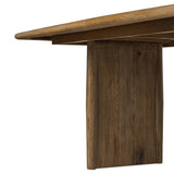 Made from weathered oak, simple lines and a light, rustic finish play up the natural beauty of this double pedestal dining table Amethyst Home provides interior design, new home construction design consulting, vintage area rugs, and lighting in the Portland metro area.