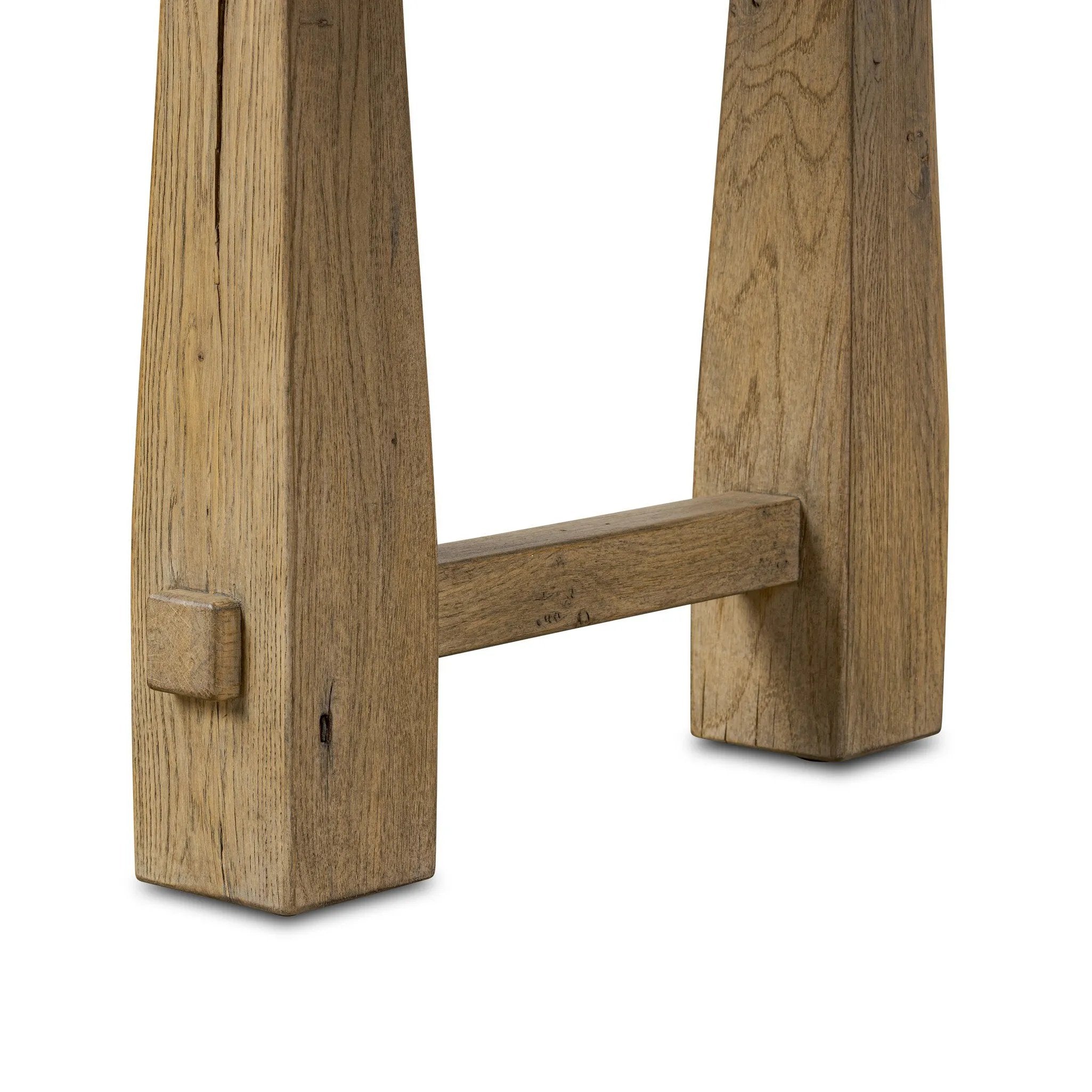 Make space to gather around. This extendable dining table is crafted from drifted oak veneer with a semi-trestle base, thick legs and an oval-shaped surface. The extension expands the table from 84" to a roomier 104" Amethyst Home provides interior design, new home construction design consulting, vintage area rugs, and lighting in the Calabasas metro area.
