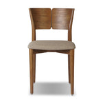 Bring a mixed material moment to your dining space with a Scandinavian-inspired seating style. Solid parawood forms a beautifully curved frame for a slim-profile seat upholstered in taupe high-performance fabric. On the back panel, a thin iron inlay elevates the look with a detail-driven finishing touch. Amethyst Home provides interior design, new home construction design consulting, vintage area rugs, and lighting in the Scottsdale metro area.