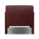 A bold chair design inspired by Italian modernism. Made from burgundy top-grain leather, with a wide format that contrasts slimmer chamfered legs leaving airiness underneath. The result: A beautiful balance of scale.As enthusiasts of clean aesthetics at Amethyst, we love the warm modern inspired Graford Chair - Dulane Burgundy. Amethyst Home provides interior design, new home construction design consulting, vintage area rugs, and lighting in the Boston metro area.