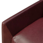 A bold chair design inspired by Italian modernism. Made from burgundy top-grain leather, with a wide format that contrasts slimmer chamfered legs leaving airiness underneath. The result: A beautiful balance of scale.As enthusiasts of clean aesthetics at Amethyst, we love the warm modern inspired Graford Chair - Dulane Burgundy. Amethyst Home provides interior design, new home construction design consulting, vintage area rugs, and lighting in the Calabasas metro area.