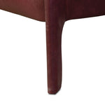 A bold chair design inspired by Italian modernism. Made from burgundy top-grain leather, with a wide format that contrasts slimmer chamfered legs leaving airiness underneath. The result: A beautiful balance of scale.As enthusiasts of clean aesthetics at Amethyst, we love the warm modern inspired Graford Chair - Dulane Burgundy. Amethyst Home provides interior design, new home construction design consulting, vintage area rugs, and lighting in the Charlotte metro area.