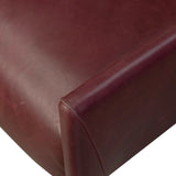 A bold chair design inspired by Italian modernism. Made from burgundy top-grain leather, with a wide format that contrasts slimmer chamfered legs leaving airiness underneath. The result: A beautiful balance of scale.As enthusiasts of clean aesthetics at Amethyst, we love the warm modern inspired Graford Chair - Dulane Burgundy. Amethyst Home provides interior design, new home construction design consulting, vintage area rugs, and lighting in the Monterey metro area.