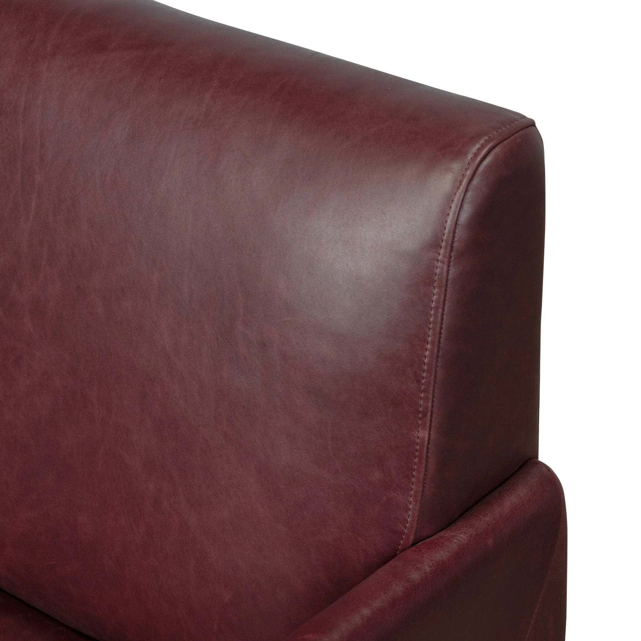 A bold dining chair design inspired by Italian modernism. Made from burgundy top-grain leather, with a wide format that contrasts slimmer chamfered legs leaving airiness underneath. The result: A beautiful balance of scale.As enthusiasts of luxe aesthetics at Amethyst, we love the warm modern inspired Graford Dining Chair - Dulane Burgundy. Amethyst Home provides interior design, new home construction design consulting, vintage area rugs, and lighting in the Scottsdale metro area.