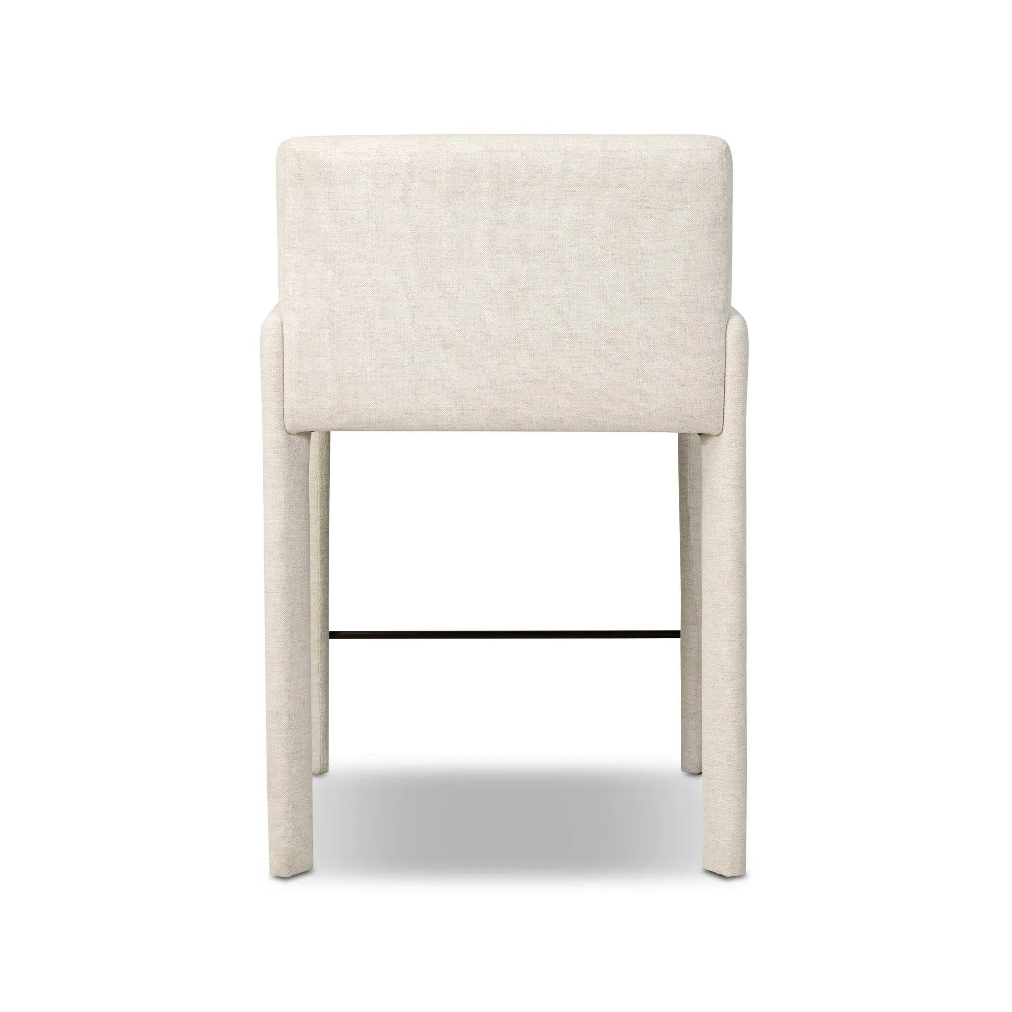 A bold design inspired by Italian modernism. Made from Crypton® performance fabric, with a wide format that contrasts slimmer chamfered legs and a thin metal footrest. The result: A beautiful balance of scale, perfectly sized for the counter. Amethyst Home provides interior design, new home construction design consulting, vintage area rugs, and lighting in the Boston metro area.