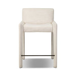 A bold design inspired by Italian modernism. Made from Crypton® performance fabric, with a wide format that contrasts slimmer chamfered legs and a thin metal footrest. The result: A beautiful balance of scale, perfectly sized for the counter. Amethyst Home provides interior design, new home construction design consulting, vintage area rugs, and lighting in the Houston metro area.