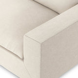 Welcome to the modern lounging essential. A timeless track arm sofa is upholstered in a neutral oatmeal performance fabric and finished with wooden block legs. Performance fabrics are specially created to withstand spills, stains, high traffic and wear, ensuring long-term comfort and unmatched durability Amethyst Home provides interior design, new home construction design consulting, vintage area rugs, and lighting in the Charlotte metro area.