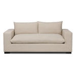 Welcome to the modern lounging essential. A timeless track arm sofa is upholstered in a neutral oatmeal performance fabric and finished with wooden block legs. Performance fabrics are specially created to withstand spills, stains, high traffic and wear, ensuring long-term comfort and unmatched durability Amethyst Home provides interior design, new home construction design consulting, vintage area rugs, and lighting in the Des Moines metro area.