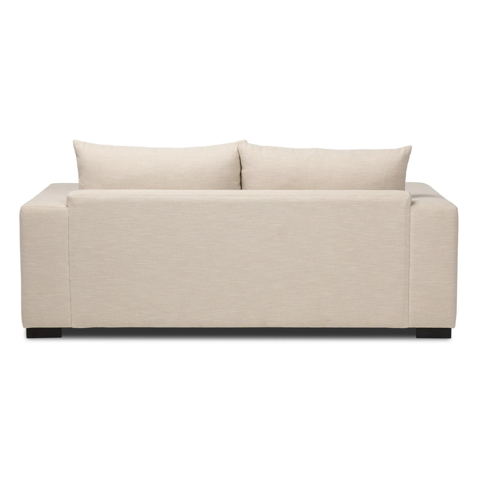 Welcome to the modern lounging essential. A timeless track arm sofa is upholstered in a neutral oatmeal performance fabric and finished with wooden block legs. Performance fabrics are specially created to withstand spills, stains, high traffic and wear, ensuring long-term comfort and unmatched durability Amethyst Home provides interior design, new home construction design consulting, vintage area rugs, and lighting in the Laguna Beach metro area.