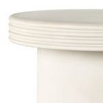 Statuesque and streamlined, an outdoor end table is crafted of smooth solid concrete and detailed with ribbed edging on top. Cover or store indoors during inclement weather and when not in use.As enthusiasts of wabi sabi design at Amethyst, we love the warm modern inspired Grecia Outdoor End Table. Amethyst Home provides interior design, new home construction design consulting, vintage area rugs, and lighting in the Omaha metro area.