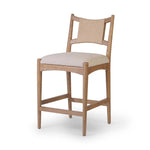 Featuring Haddon Antwerp Natural Counter Stool by Four Hands at Amethyst Home. A curved back wrapped and textural woven paper cord take this everyday counter stool to new heights. Natural nettlewood frames a linen-blend seat for a clean look.Overall Dimensions: 19.75"w x 23.25"d x 39.25"hWeight : 19.51 lbsMaterials: 39% Linen, 35% Cotton, 26% Polyester, Solid. Amethyst Home provides interior design, new home construction design consulting, vintage area rugs, and lighting in the Houston metro area.