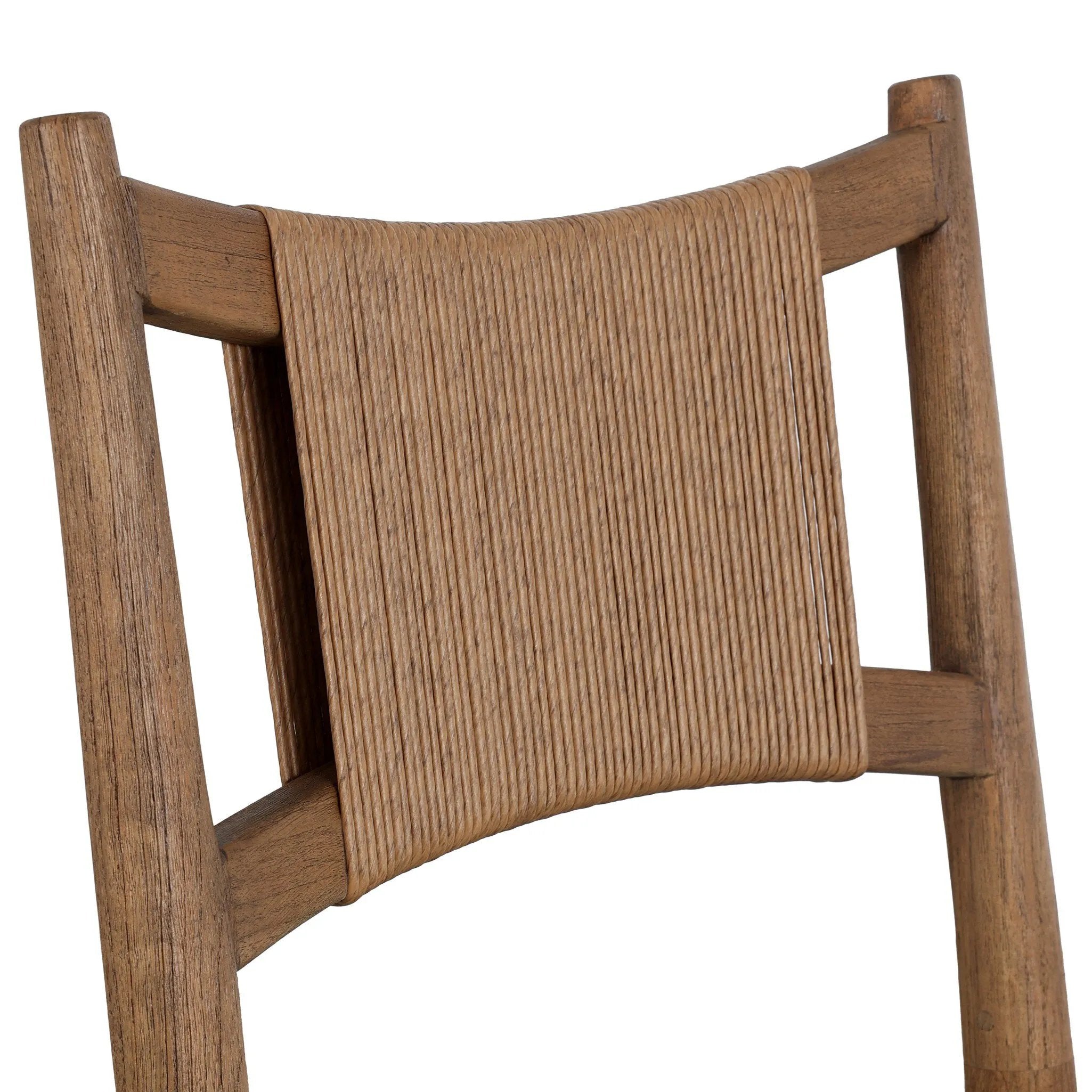 A curved back wrapped and textural woven paper cord take this everyday dining chair to new heights. FSC®-certified teak frames a tightly woven seat for a clean, monochromatic look. Cover or store inside during inclement weather and when not in use. Amethyst Home provides interior design, new home construction design consulting, vintage area rugs, and lighting in the Laguna Beach metro area.