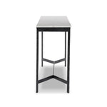 Featuring Hammered White Marble Iron Console Table by Four Hands at Amethyst Home. An open console table pairs a hand-hammered black iron base with a smooth white marble top, crafting a minimalist look with contrast. An open design creates endless possibilities for your media display and storage, or even styled in an entryway. Overall Dimensions: 78.00"w x. Amethyst Home provides interior design, new home construction design consulting, vintage area rugs, and lighting in the Des Moines metro area.