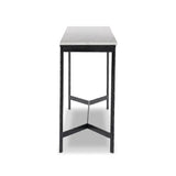 Featuring Hammered White Marble Iron Console Table by Four Hands at Amethyst Home. An open console table pairs a hand-hammered black iron base with a smooth white marble top, crafting a minimalist look with contrast. An open design creates endless possibilities for your media display and storage, or even styled in an entryway. Overall Dimensions: 78.00"w x. Amethyst Home provides interior design, new home construction design consulting, vintage area rugs, and lighting in the Des Moines metro area.