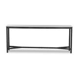 Featuring Hammered White Marble Iron Console Table by Four Hands at Amethyst Home. An open console table pairs a hand-hammered black iron base with a smooth white marble top, crafting a minimalist look with contrast. An open design creates endless possibilities for your media display and storage, or even styled in an entryway. Overall Dimensions: 78.00"w x. Amethyst Home provides interior design, new home construction design consulting, vintage area rugs, and lighting in the Scottsdale metro area.