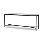 Featuring Hammered White Marble Iron Console Table by Four Hands at Amethyst Home. An open console table pairs a hand-hammered black iron base with a smooth white marble top, crafting a minimalist look with contrast. An open design creates endless possibilities for your media display and storage, or even styled in an entryway. Overall Dimensions: 78.00". Amethyst Home provides interior design, new home construction design consulting, vintage area rugs, and lighting in the Winter Garden metro area.