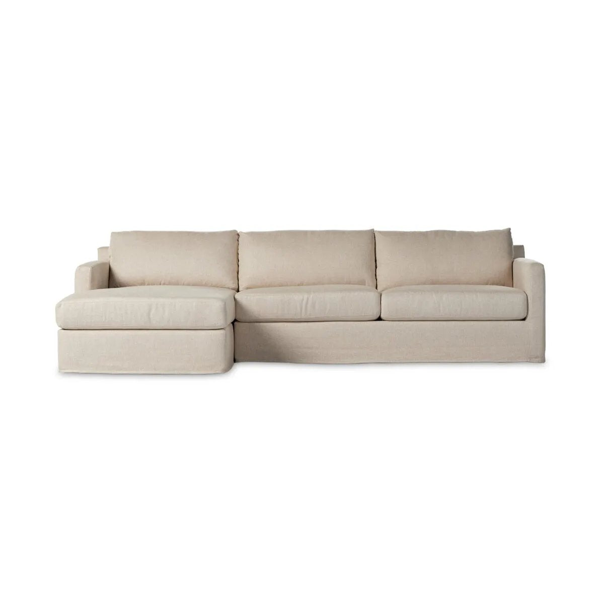 Hampton Evere Creme 2-Piece Left Chaise Slipcover Sectional | ready to ship!
