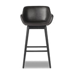 Featuring Hannah Sonoma Black Swivel Bar + Counter Stool by Four Hands at Amethyst Home. BarOverall Dimensions: 21.75"w x 20.50"d x 40.75"hWeight: 23.81 lbsCounterOverall Dimensions: 21.75"w x 20.50"d x 36.75"hWeight: 21.61 lbsMaterials: Top Grain Leather, Solid Oak, Solid Ash. Amethyst Home provides interior design, new home construction design consulting, vintage area rugs, and lighting in the Alpharetta metro area.
