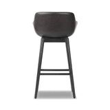 Featuring Hannah Sonoma Black Swivel Bar + Counter Stool by Four Hands at Amethyst Home. BarOverall Dimensions: 21.75"w x 20.50"d x 40.75"hWeight: 23.81 lbsCounterOverall Dimensions: 21.75"w x 20.50"d x 36.75"hWeight: 21.61 lbsMaterials: Top Grain Leather, Solid Oak, Solid Ash. Amethyst Home provides interior design, new home construction design consulting, vintage area rugs, and lighting in the Boston metro area.