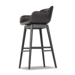 Featuring Hannah Sonoma Black Swivel Bar + Counter Stool by Four Hands at Amethyst Home. BarOverall Dimensions: 21.75"w x 20.50"d x 40.75"hWeight: 23.81 lbsCounterOverall Dimensions: 21.75"w x 20.50"d x 36.75"hWeight: 21.61 lbsMaterials: Top Grain Leather, Solid Oak, Solid Ash. Amethyst Home provides interior design, new home construction design consulting, vintage area rugs, and lighting in the Calabasas metro area.