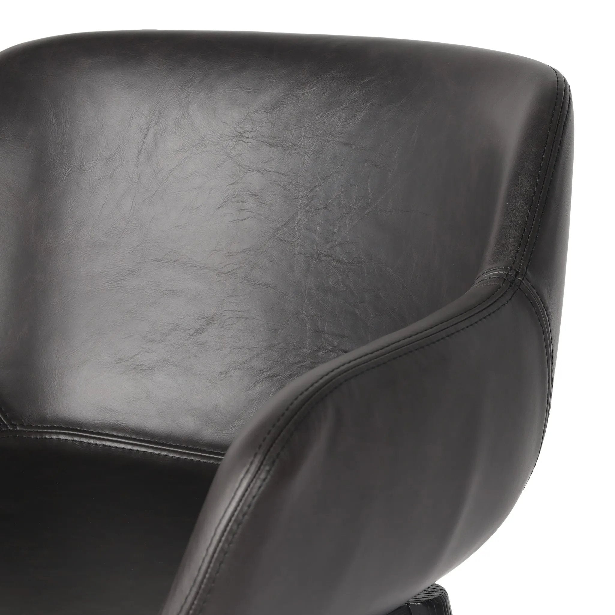 Featuring Hannah Sonoma Black Swivel Bar + Counter Stool by Four Hands at Amethyst Home. BarOverall Dimensions: 21.75"w x 20.50"d x 40.75"hWeight: 23.81 lbsCounterOverall Dimensions: 21.75"w x 20.50"d x 36.75"hWeight: 21.61 lbsMaterials: Top Grain Leather, Solid Oak, Solid Ash. Amethyst Home provides interior design, new home construction design consulting, vintage area rugs, and lighting in the Houston metro area.