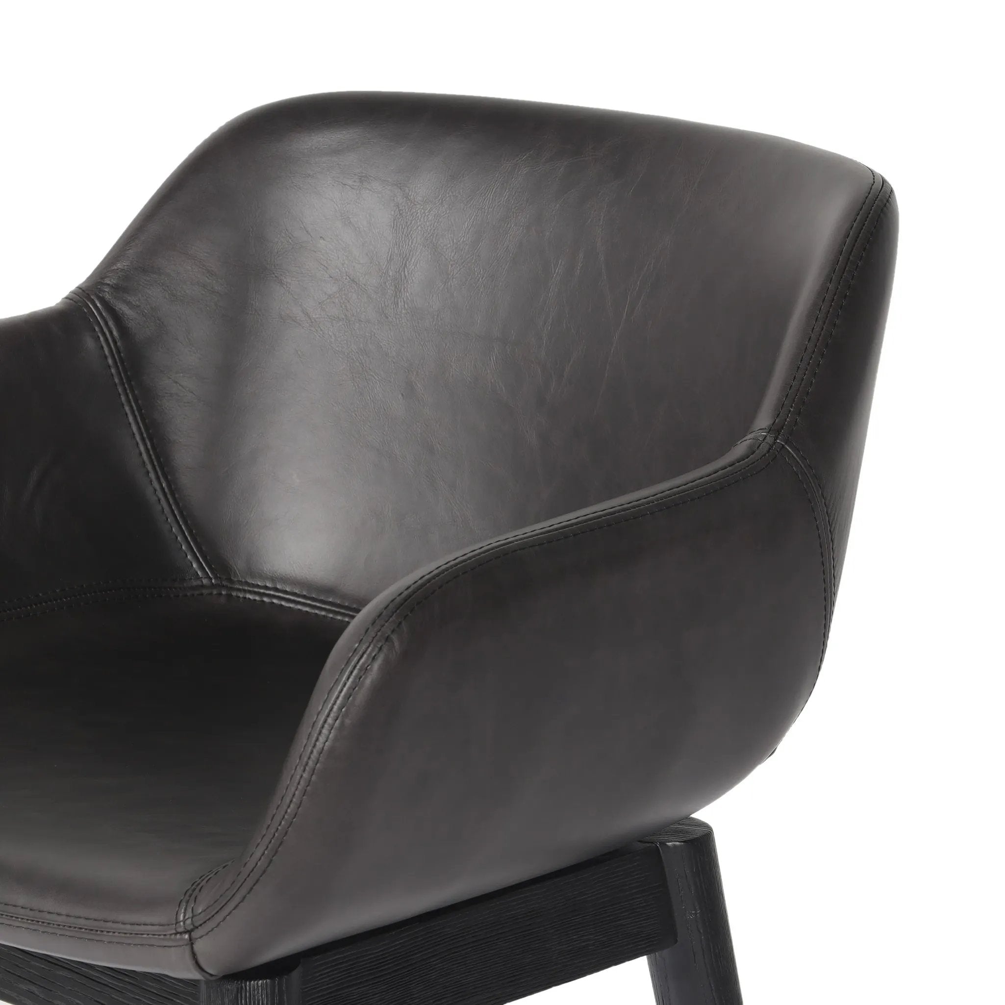 Featuring Hannah Sonoma Black Swivel Bar + Counter Stool by Four Hands at Amethyst Home. BarOverall Dimensions: 21.75"w x 20.50"d x 40.75"hWeight: 23.81 lbsCounterOverall Dimensions: 21.75"w x 20.50"d x 36.75"hWeight: 21.61 lbsMaterials: Top Grain Leather, Solid Oak, Solid Ash. Amethyst Home provides interior design, new home construction design consulting, vintage area rugs, and lighting in the Laguna Beach metro area.