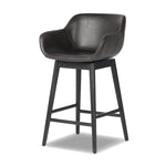 Featuring Hannah Sonoma Black Swivel Bar + Counter Stool by Four Hands at Amethyst Home. BarOverall Dimensions: 21.75"w x 20.50"d x 40.75"hWeight: 23.81 lbsCounterOverall Dimensions: 21.75"w x 20.50"d x 36.75"hWeight: 21.61 lbsMaterials: Top Grain Leather, Solid Oak, Solid Ash. Amethyst Home provides interior design, new home construction design consulting, vintage area rugs, and lighting in the Nashville metro area.