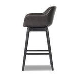 Featuring Hannah Sonoma Black Swivel Bar + Counter Stool by Four Hands at Amethyst Home. BarOverall Dimensions: 21.75"w x 20.50"d x 40.75"hWeight: 23.81 lbsCounterOverall Dimensions: 21.75"w x 20.50"d x 36.75"hWeight: 21.61 lbsMaterials: Top Grain Leather, Solid Oak, Solid Ash. Amethyst Home provides interior design, new home construction design consulting, vintage area rugs, and lighting in the Omaha metro area.