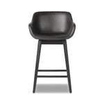 Featuring Hannah Sonoma Black Swivel Bar + Counter Stool by Four Hands at Amethyst Home. BarOverall Dimensions: 21.75"w x 20.50"d x 40.75"hWeight: 23.81 lbsCounterOverall Dimensions: 21.75"w x 20.50"d x 36.75"hWeight: 21.61 lbsMaterials: Top Grain Leather, Solid Oak, Solid Ash. Amethyst Home provides interior design, new home construction design consulting, vintage area rugs, and lighting in the Winter Garden metro area.