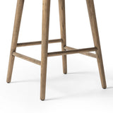 A midcentury-inspired counter stool gets refreshed with a modern memory swivel and chestnut top-grain leather. Slim, tapered oak legs balance a curved seat Amethyst Home provides interior design, new home construction design consulting, vintage area rugs, and lighting in the Portland metro area.