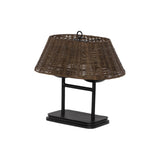 Featuring Harwick Jet Black Table Lamp by Four Hands at Amethyst Home. Craft a warm vibe in any space with a texture-driven table lamp of brown-finished rattan. Black iron shapes a double-arm base with traditional ogee-edge detailing, while a pill-shaped woven shade lets light through to set just the right mood.Overall Dimensions: 20.00"w x 14.00"d x 1. Amethyst Home provides interior design, new home construction design consulting, vintage area rugs, and lighting in the Salt Lake City metro area.