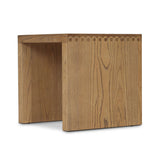 Simple waterfall shaping defined by subtle details. Grain-rich ash offers plenty of movement across the wood, meeting in a prominent scallop cutout detail on each edge for a bold addition of character to this end table. A design collaboration by Amber Lewis and Four Hands. Amethyst Home provides interior design, new home construction design consulting, vintage area rugs, and lighting in the Newport Beach metro area.