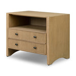Simple while detailed, this nightstand's trimmed out scallop reeding adds subtle movement and soft texture, complemented by arched side panel legs. Two drawers plus an open shelf bring lots of storage space to the bedside.As enthusiasts of clean materials at Amethyst, we love the nature inspired Hazel Nightstand. Amethyst Home provides interior design, new home construction design consulting, vintage area rugs, and lighting in the Laguna Beach metro area.