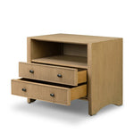 Simple while detailed, this nightstand's trimmed out scallop reeding adds subtle movement and soft texture, complemented by arched side panel legs. Two drawers plus an open shelf bring lots of storage space to the bedside.As enthusiasts of clean materials at Amethyst, we love the nature inspired Hazel Nightstand. Amethyst Home provides interior design, new home construction design consulting, vintage area rugs, and lighting in the Newport Beach metro area.