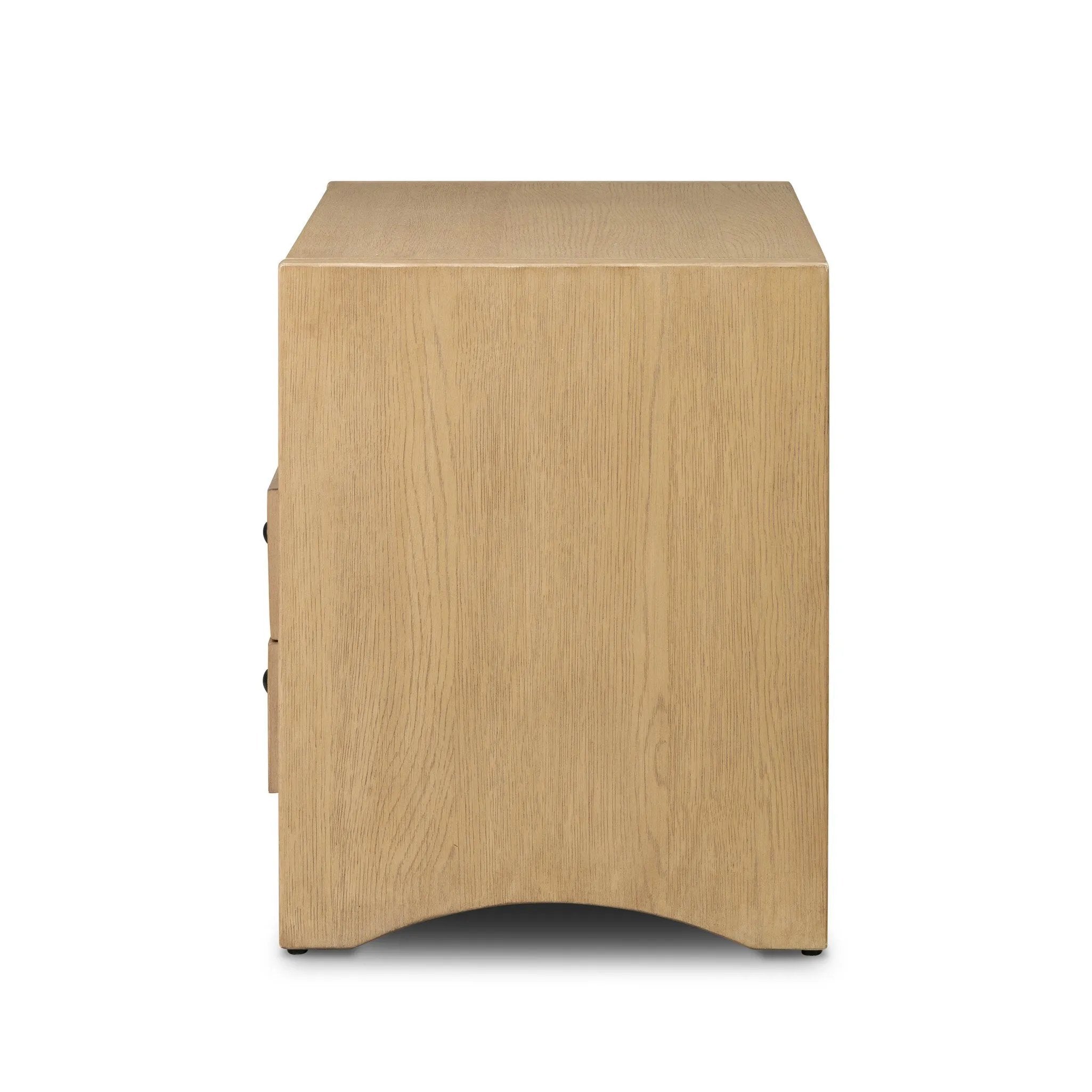 Simple while detailed, this nightstand's trimmed out scallop reeding adds subtle movement and soft texture, complemented by arched side panel legs. Two drawers plus an open shelf bring lots of storage space to the bedside.As enthusiasts of clean materials at Amethyst, we love the nature inspired Hazel Nightstand. Amethyst Home provides interior design, new home construction design consulting, vintage area rugs, and lighting in the Portland metro area.