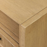 Simple while detailed, this nightstand's trimmed out scallop reeding adds subtle movement and soft texture, complemented by arched side panel legs. Two drawers plus an open shelf bring lots of storage space to the bedside.As enthusiasts of clean materials at Amethyst, we love the nature inspired Hazel Nightstand. Amethyst Home provides interior design, new home construction design consulting, vintage area rugs, and lighting in the Salt Lake City metro area.