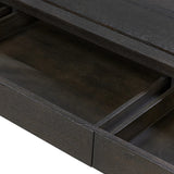 Featuring Henry Charcoal Oak Thick Veneer Desk by Four Hands at Amethyst Home. Made from solid reclaimed oak finished in a rustic charcoal, this slim-profile desk shapes subtly curved corners, bringing a handcrafted look to a minimalist form. Designed in partnership with longtime Four Hands collaborator Thomas Bina and Brazilian designer Ronald Sasson.Overall D. Amethyst Home provides interior design, new home construction design consulting, vintage area rugs, and lighting in the Miami metro area.