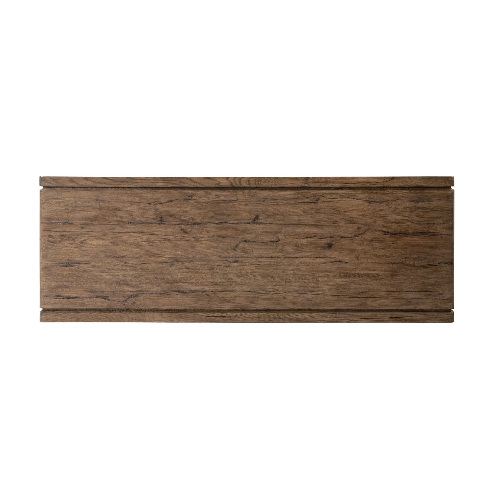 Featuring Henry Rustic Grey Veneer Desk by Four Hands at Amethyst Home. Made from solid reclaimed oak finished in a rustic grey, this slim-profile desk shapes subtly curved corners, bringing a handcrafted look to a minimalist form. Designed in partnership with longtime Four Hands collaborator Thomas Bina and Brazilian designer Ronald Sasson.Overall Dimensions: . Amethyst Home provides interior design, new home construction design consulting, vintage area rugs, and lighting in the Miami metro area.