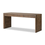 Featuring Henry Rustic Grey Veneer Desk by Four Hands at Amethyst Home. Made from solid reclaimed oak finished in a rustic grey, this slim-profile desk shapes subtly curved corners, bringing a handcrafted look to a minimalist form. Designed in partnership with longtime Four Hands collaborator Thomas Bina and Brazilian designer Ronald Sasson.Overall Dimension. Amethyst Home provides interior design, new home construction design consulting, vintage area rugs, and lighting in the Monterey metro area.